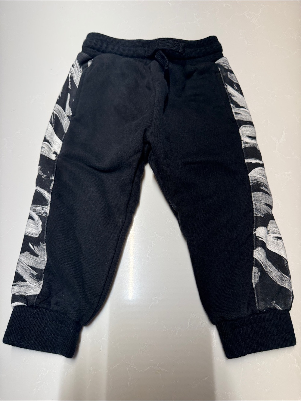 Little Bipsy Black Joggers with White Side Print